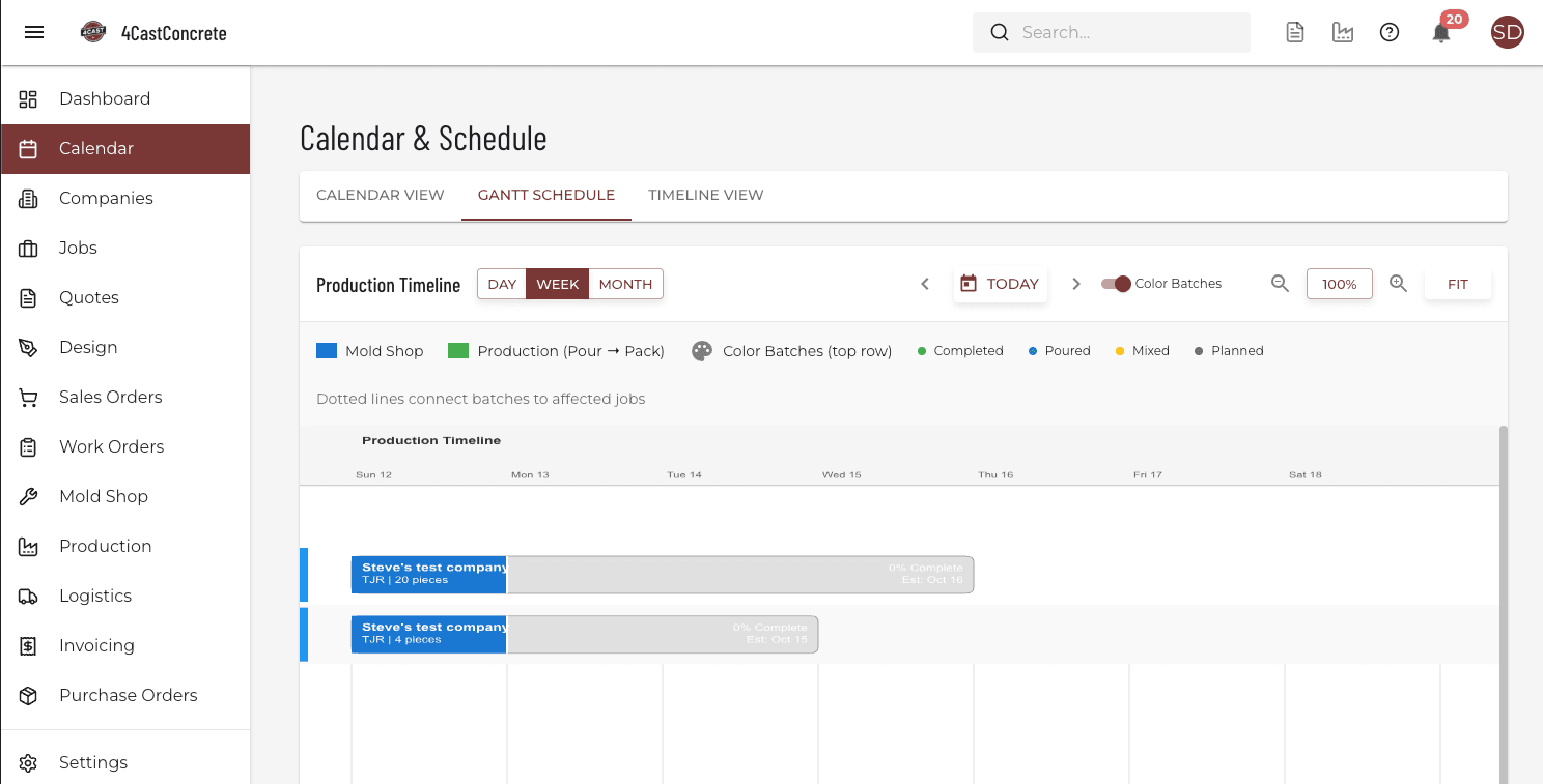 Gantt Schedule View